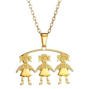 18K Gold Plated Girls Daughters Charm Women's Necklace Waterproof Non Tarnishing